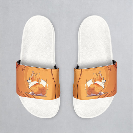 Cutie Patootie Corgi Autumn Orange Men's Slide Sandals - Casual Pool & Beach Slides