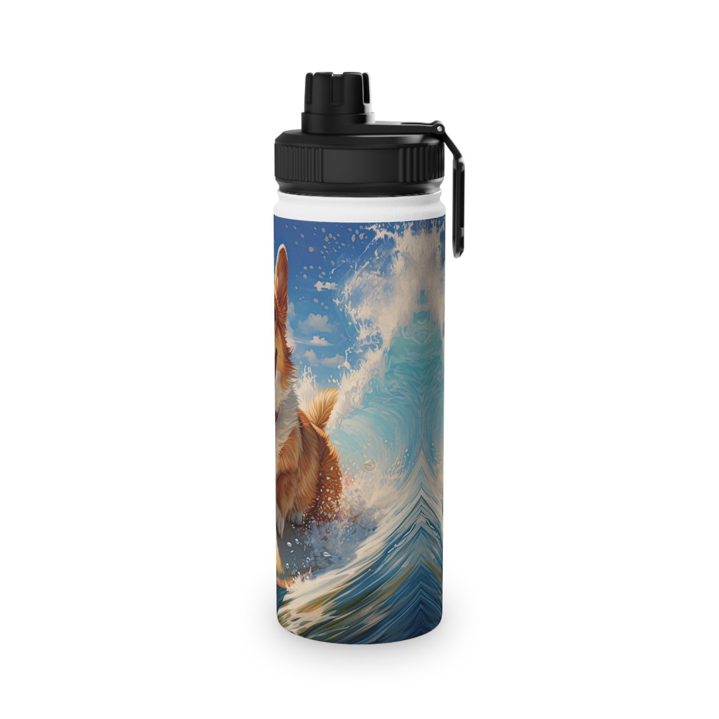 Cowabunga Corgi - Water Bottle with Sport Lid