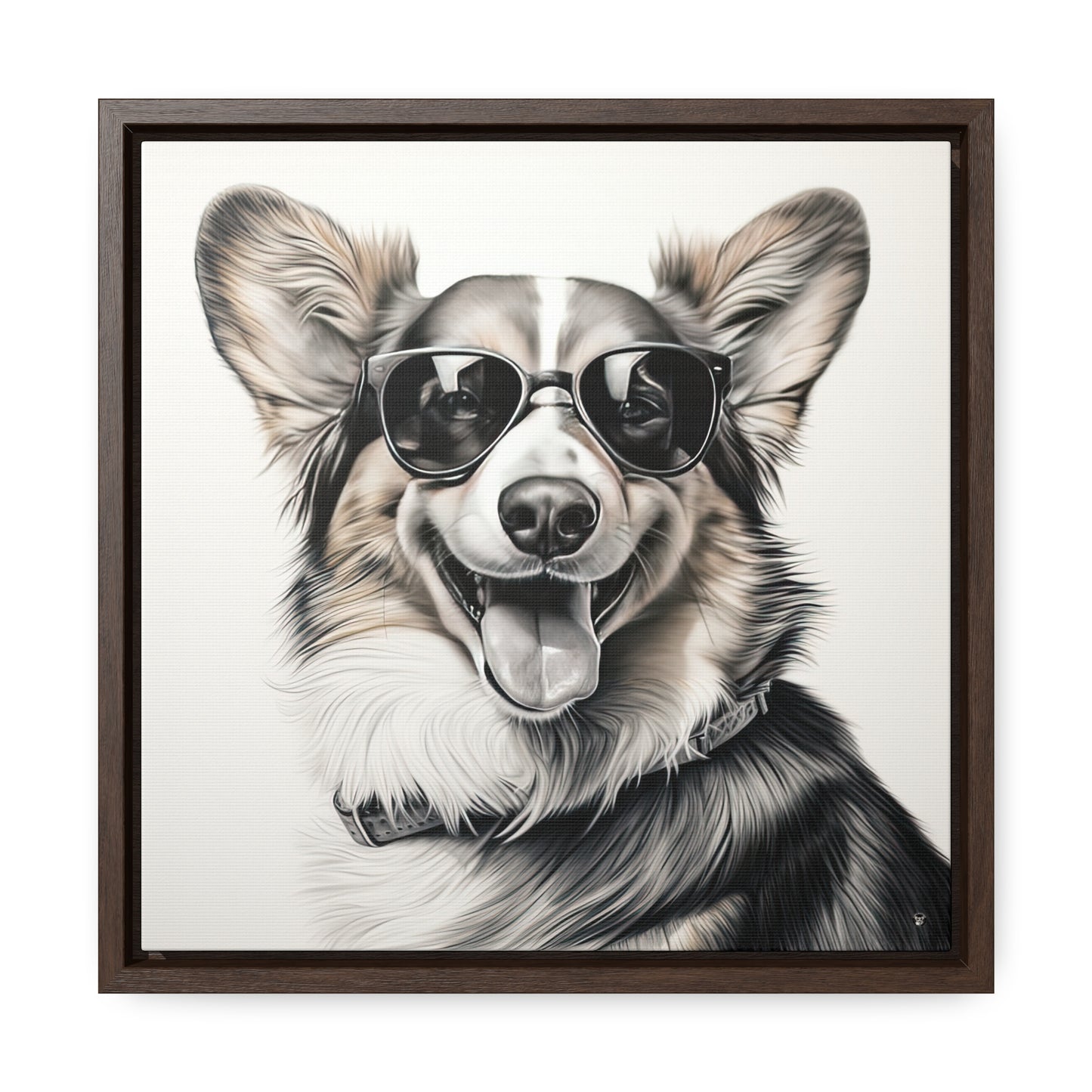 Corgi Cool - Framed on Canvas
