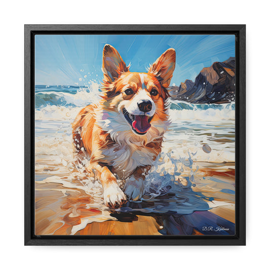 Coastal Corgi - Framed on Canvas