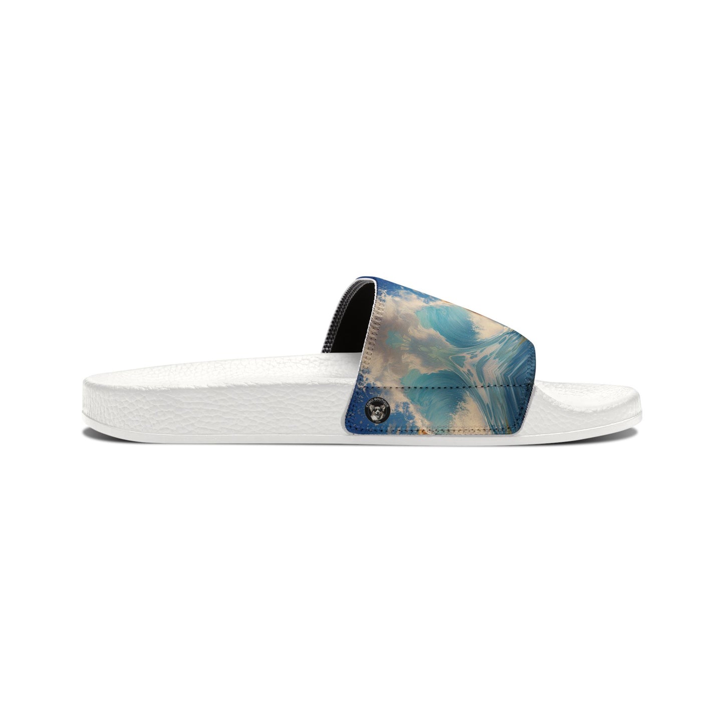 Cowabunga Corgi Big Blue Ocean Wave Women's Slide Sandals - Casual Pool & Beach Slides
