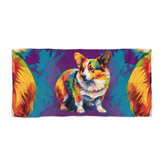 Scouter Corgi Watercolor Beach Towel - Colorful Pool Wrap