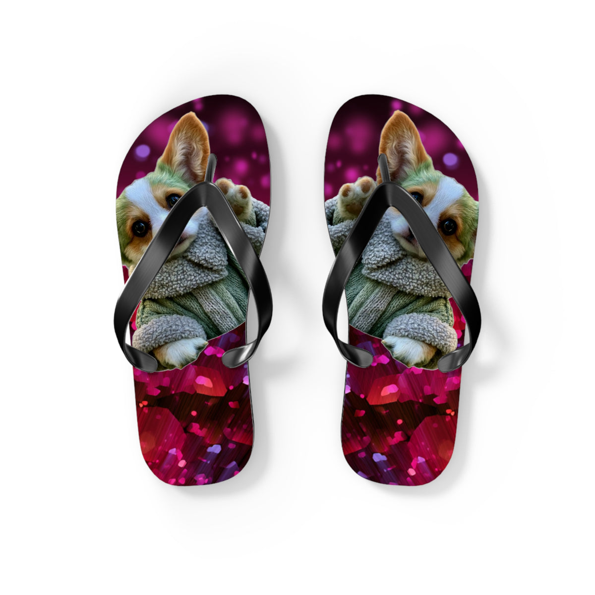 Baby Corgi Star Warrior Unisex Flip Flops — Galaxy Glitter Sandals