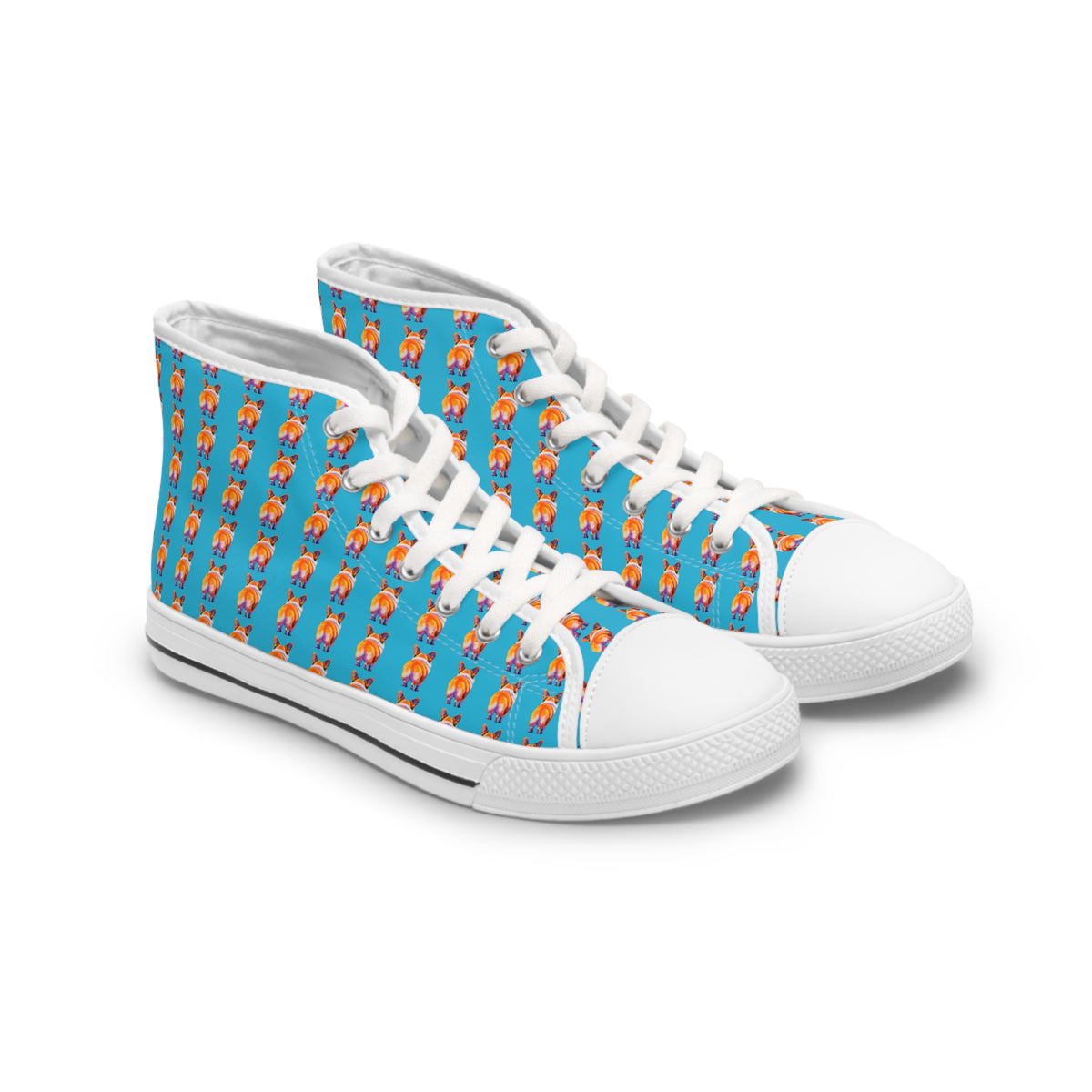 Corgi Butt Stripes Artistic Portrait Women's High Top Casual Canvas Sneakers