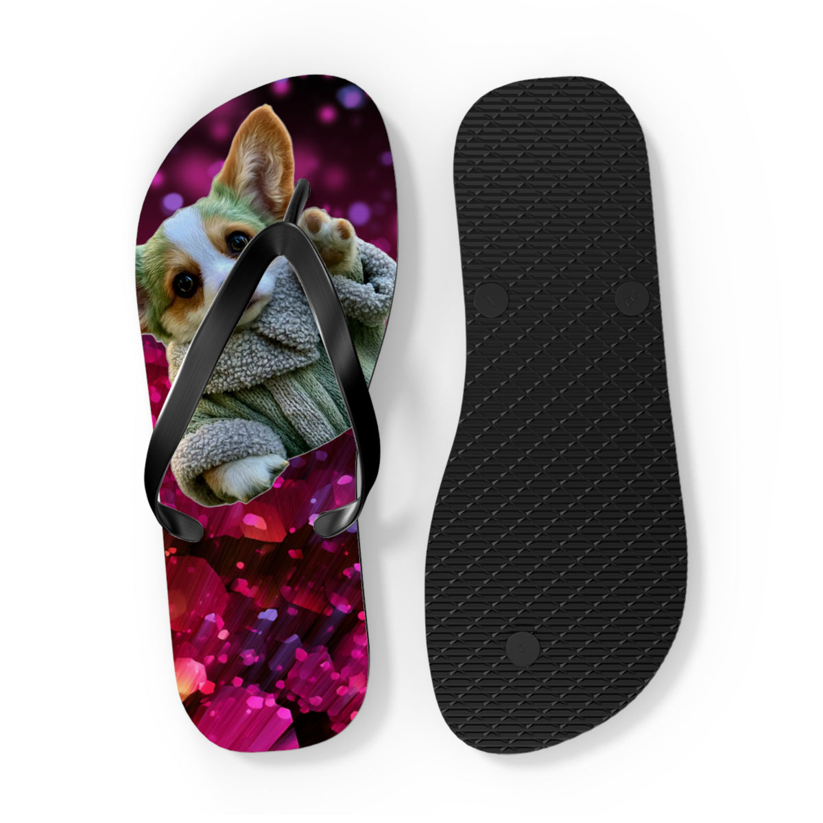 Baby Corgi Star Warrior Unisex Flip Flops — Galaxy Glitter Sandals
