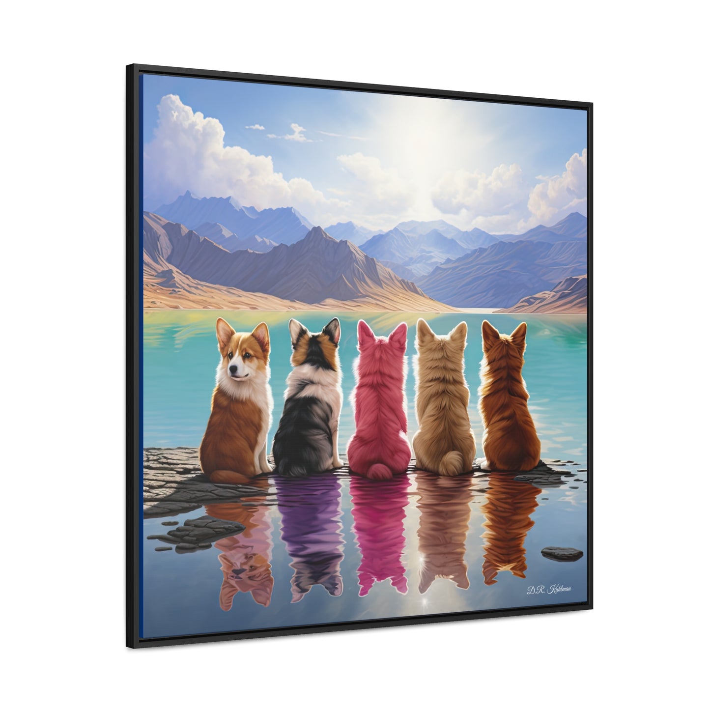 Corgi Lake - Framed on Canvas