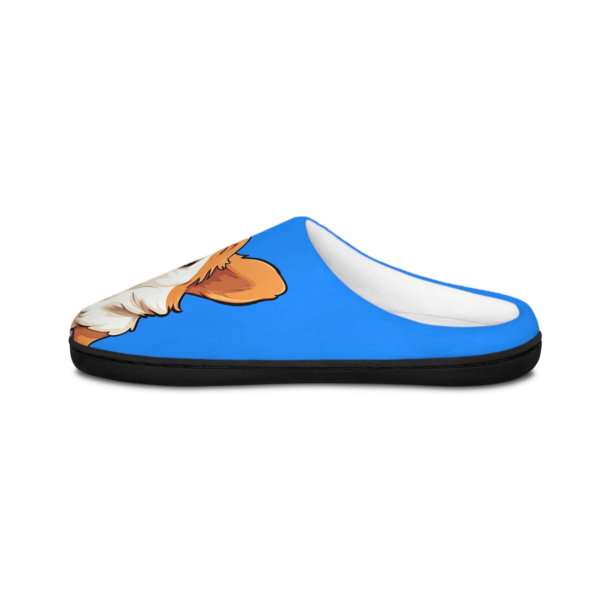 Comical Corgi All Smiles Women's Indoor Slippers — Cute Blue Cozy House Shoes