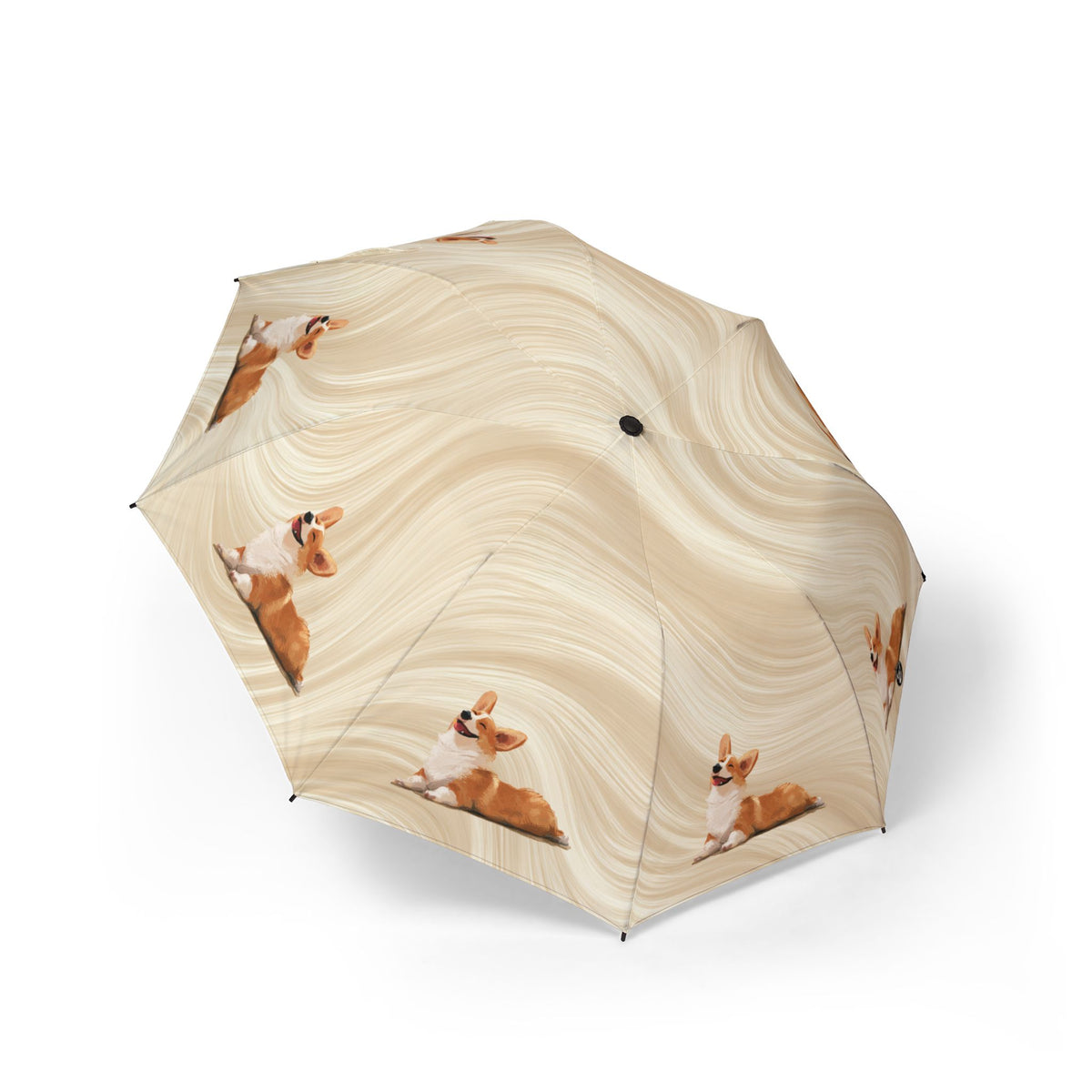 Giddy Sploot Foldable Umbrella — Creamy Champagne Rain Parasol