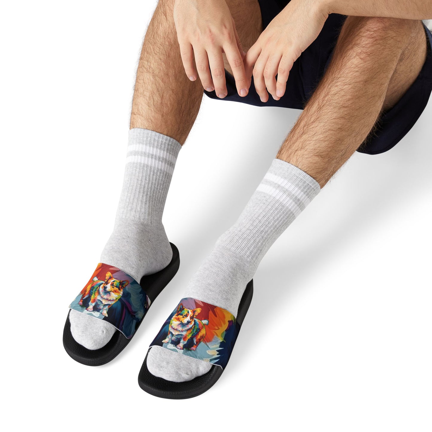 Scouter Corgi Artistic Abstract Men's Slide Sandals - Casual Pool & Beach Slides