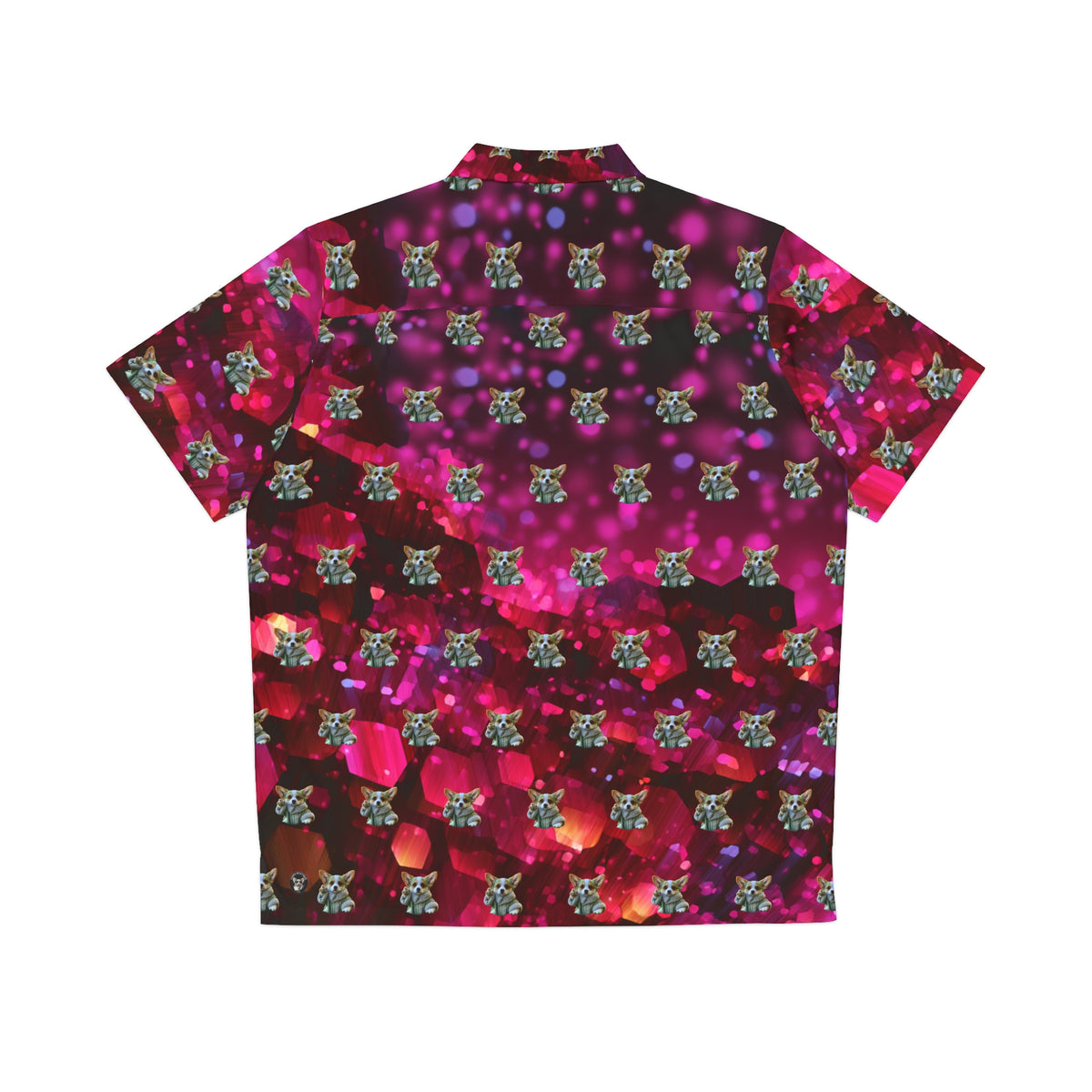 Baby Corgi Star Warrior Hawaiian Shirt - Black Red & Purple Galaxy Glitter Vacation Attire