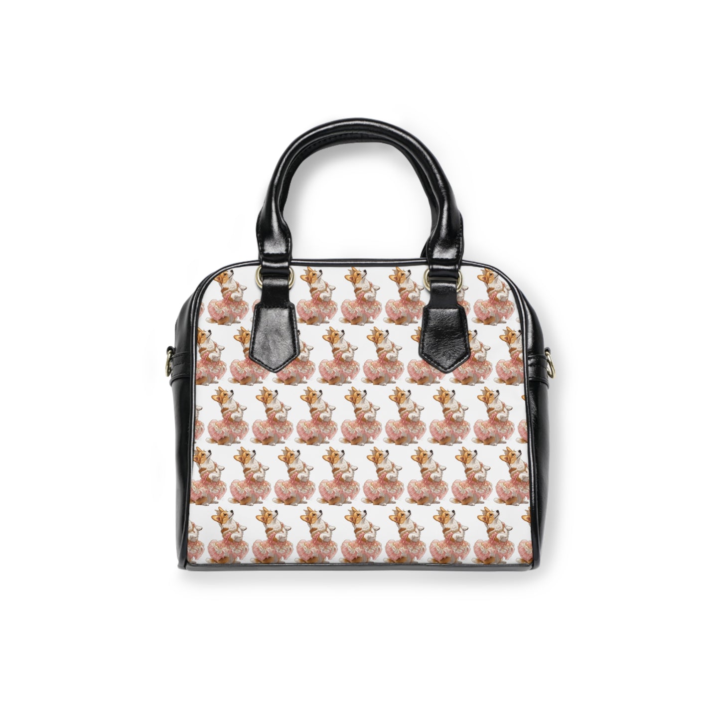 Princess Corgi Artistic Pink Accented Pattern Shoulder Handbag