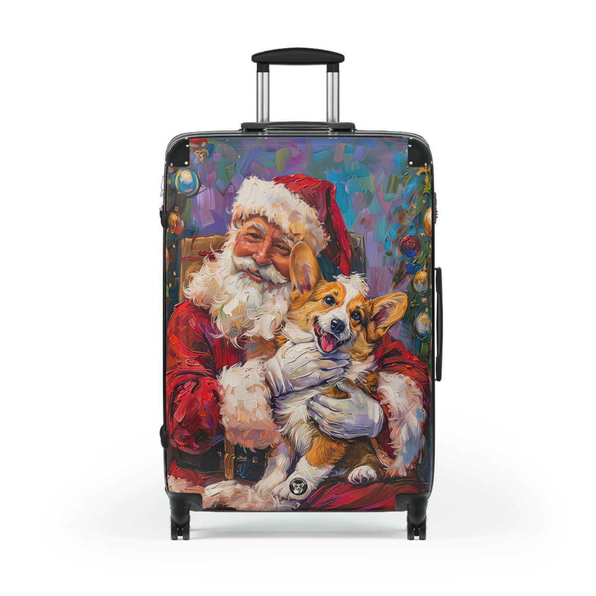 Christmas Corgi & Santa's Hug Travel Suitcases — Festive Holiday Rolling Luggage