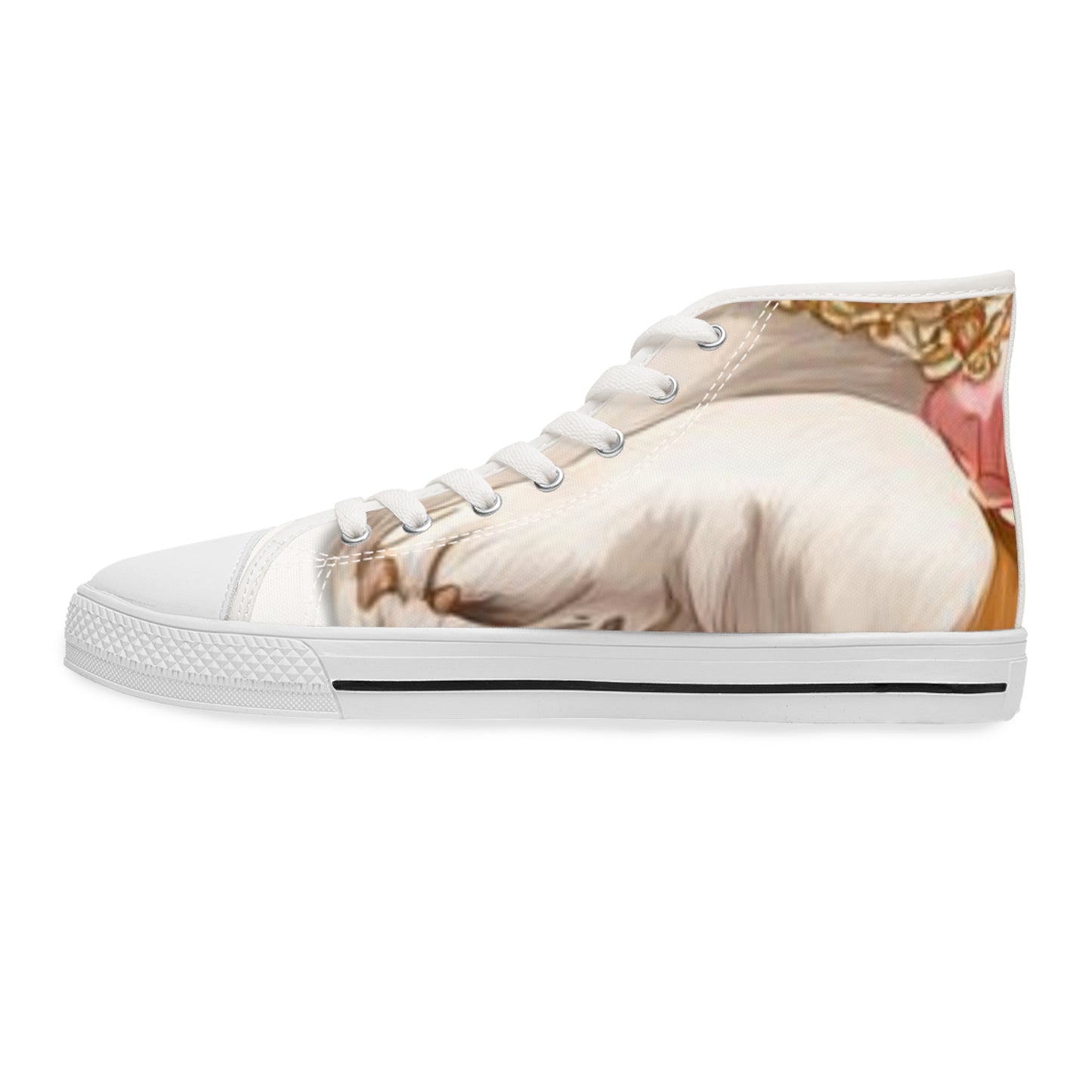 Soft Beg & Blush Corgi Paws High Top Casual Canvas Sneakers for Women