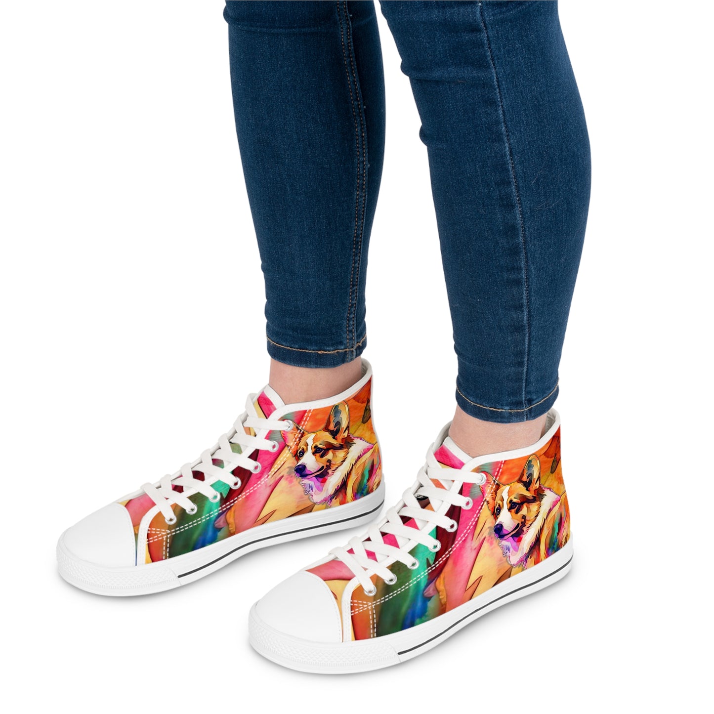 Corgi Pop Art Paint Splash High Top Casual Colorful Canvas Sneakers
