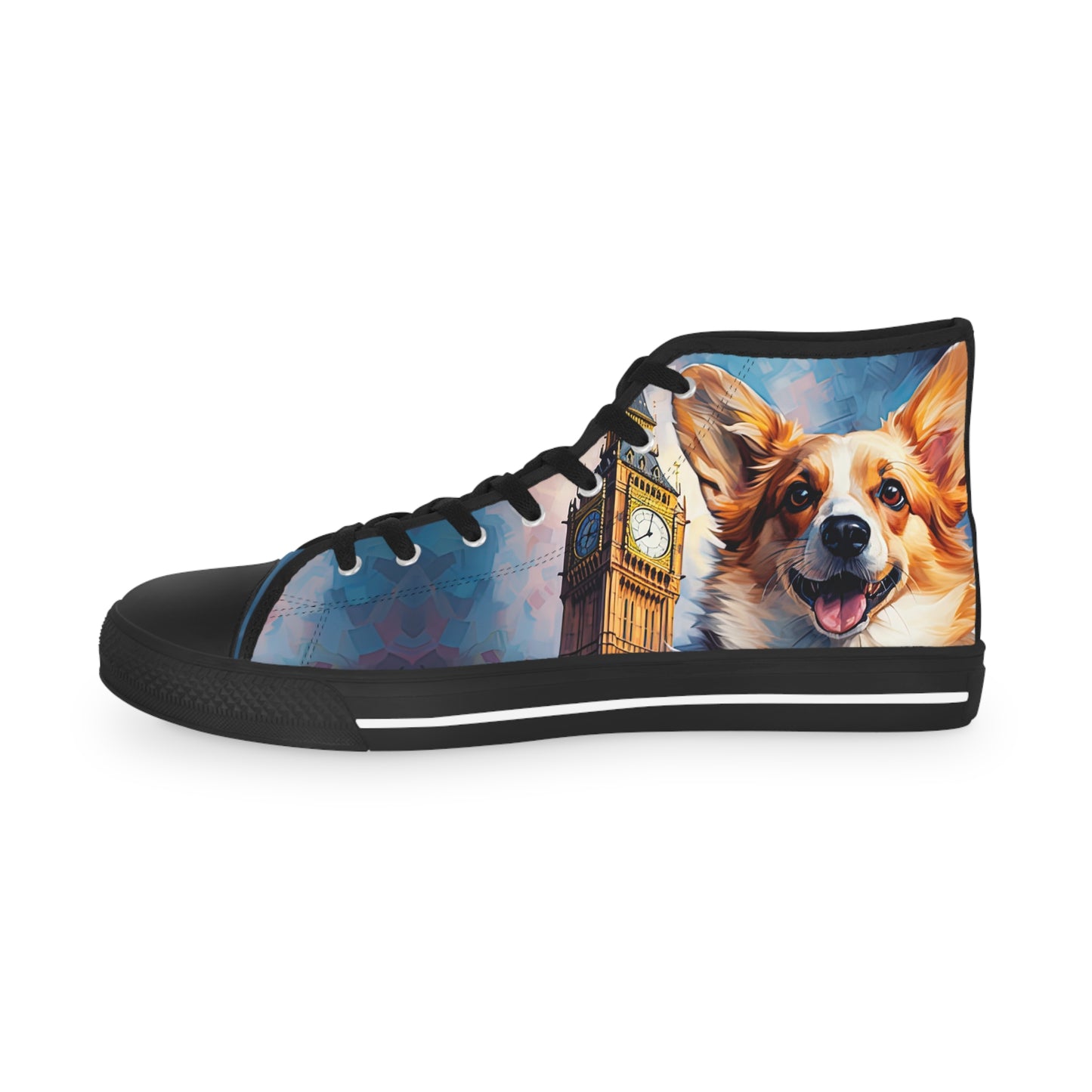 Corgi & Big Ben in London Men's High Top Casual Canvas Sneakers