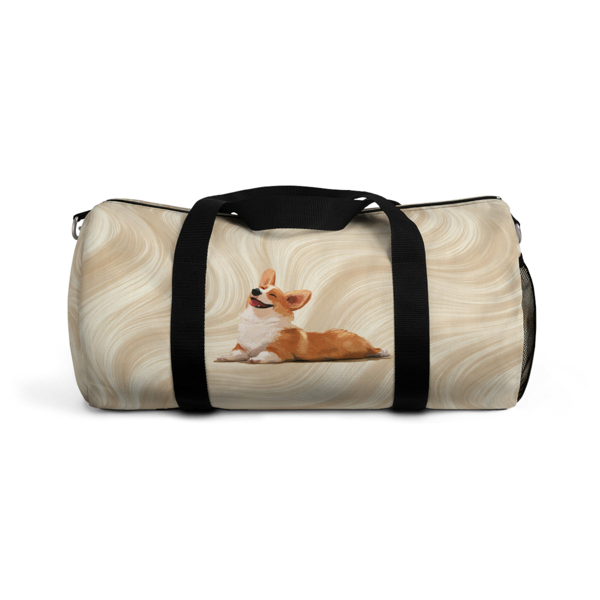 Giddy Sploot Duffel Bag - Creamy Champagne Corgi Travel Gym Bag