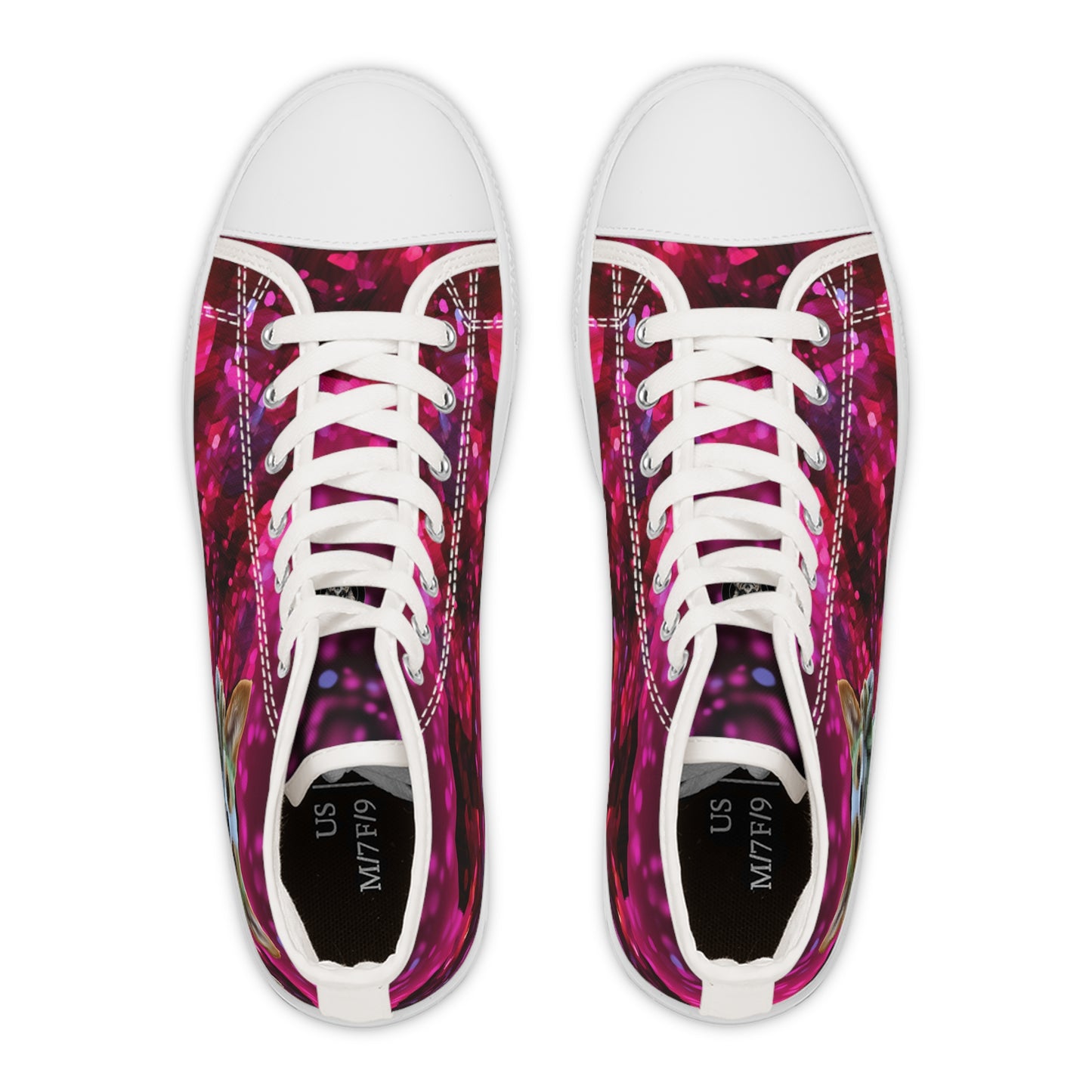 Baby Corgi Space Glitter Women's High-Top Casual Canvas Sneakers - May the Corgi Be With You