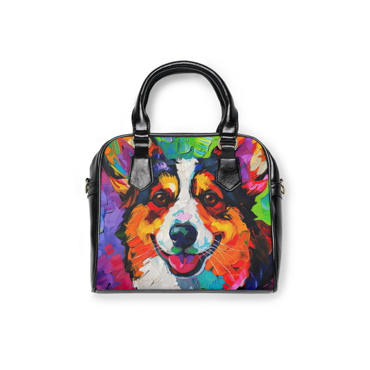 Color Me Corgi Exclusive Oil Painting Shoulder Handbag — Vibrant Pop Art Corgi Purse