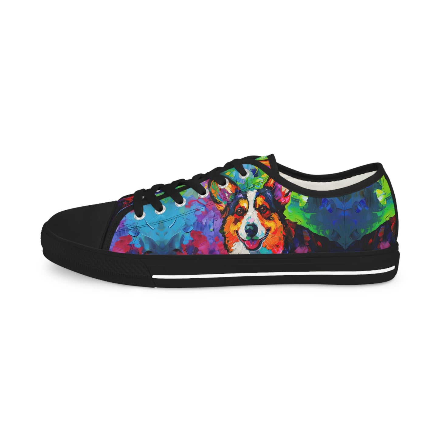 Color Me Corgi Vibrant Artistic Men's Low Top Casual Canvas Sneakers