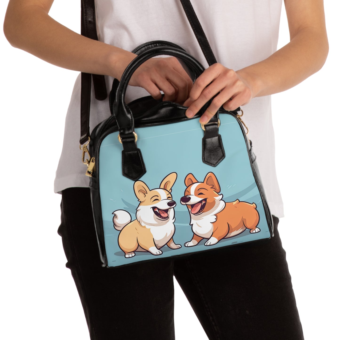 Corgi Couple - Handbag w/Removable Shoulder Strap