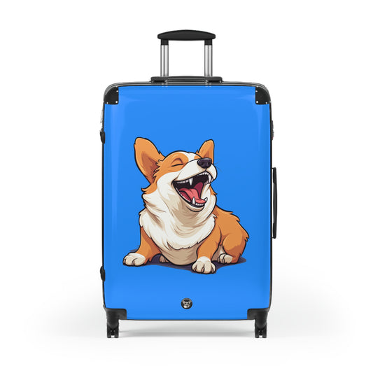 Comical Corgi All Smiles Suitcases - Fun & Funny Blue Luggage