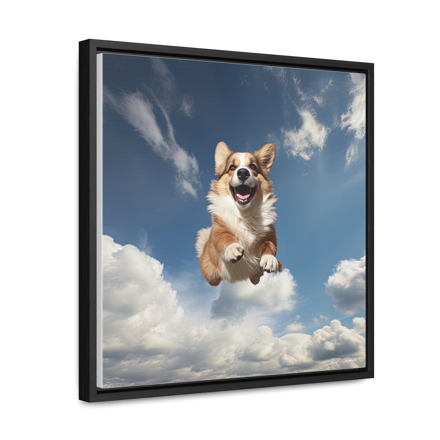 Flying Corgi - Framed on Canvas