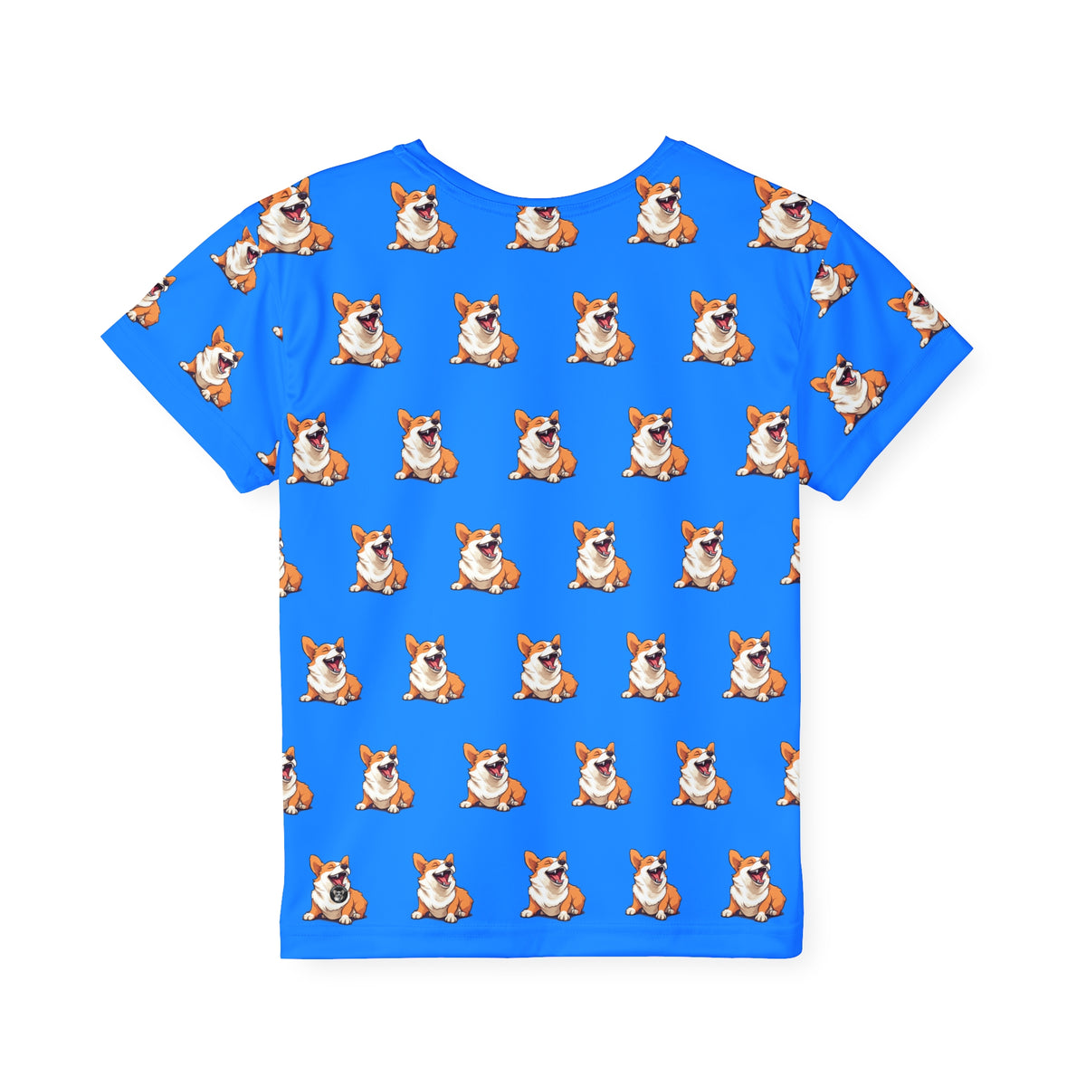 Comical Corgi All Smiles Kid's Blue Sports Tee