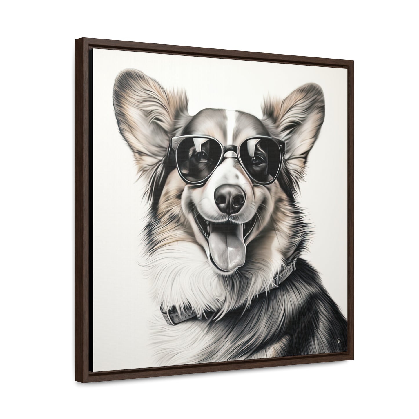 Corgi Cool - Framed on Canvas