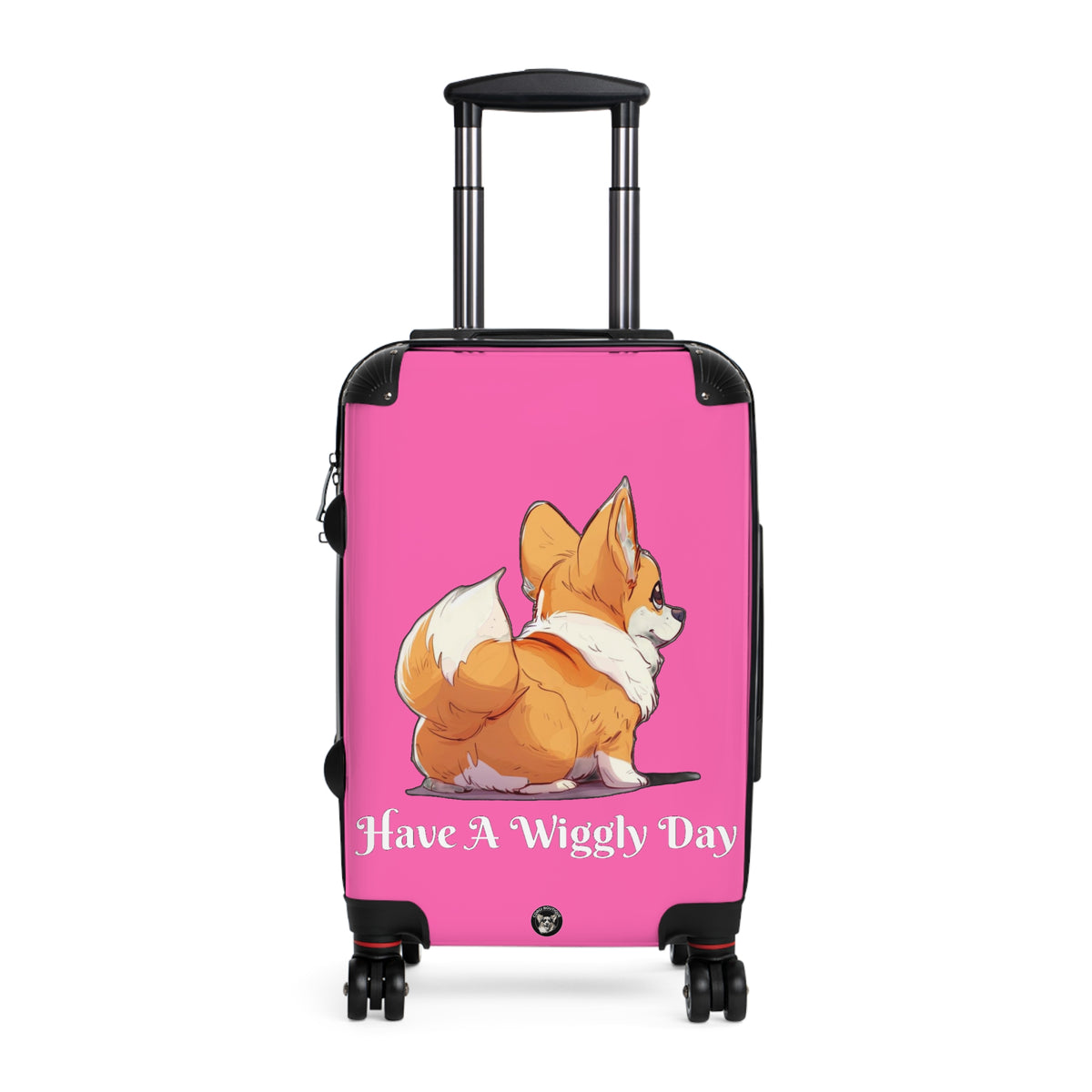 Have a Wiggly Day Corgi Travel Suitcases — Fun Pink Rolling Luggage