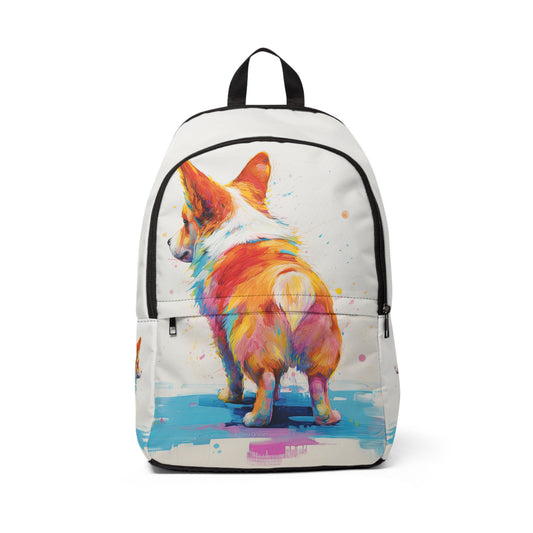 Peekaboo Corgi Vibrant Artistic Backpack — Beautiful Corgi Rucksack