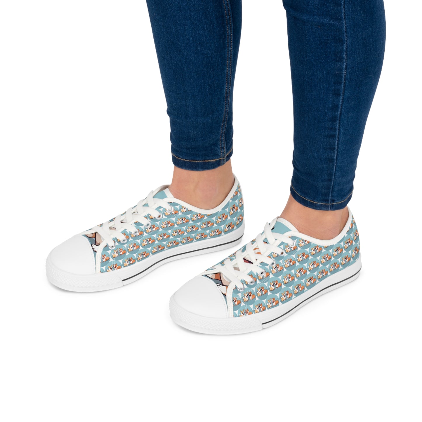Corgi Couple Mosaic - Women's Low Top Sneakers