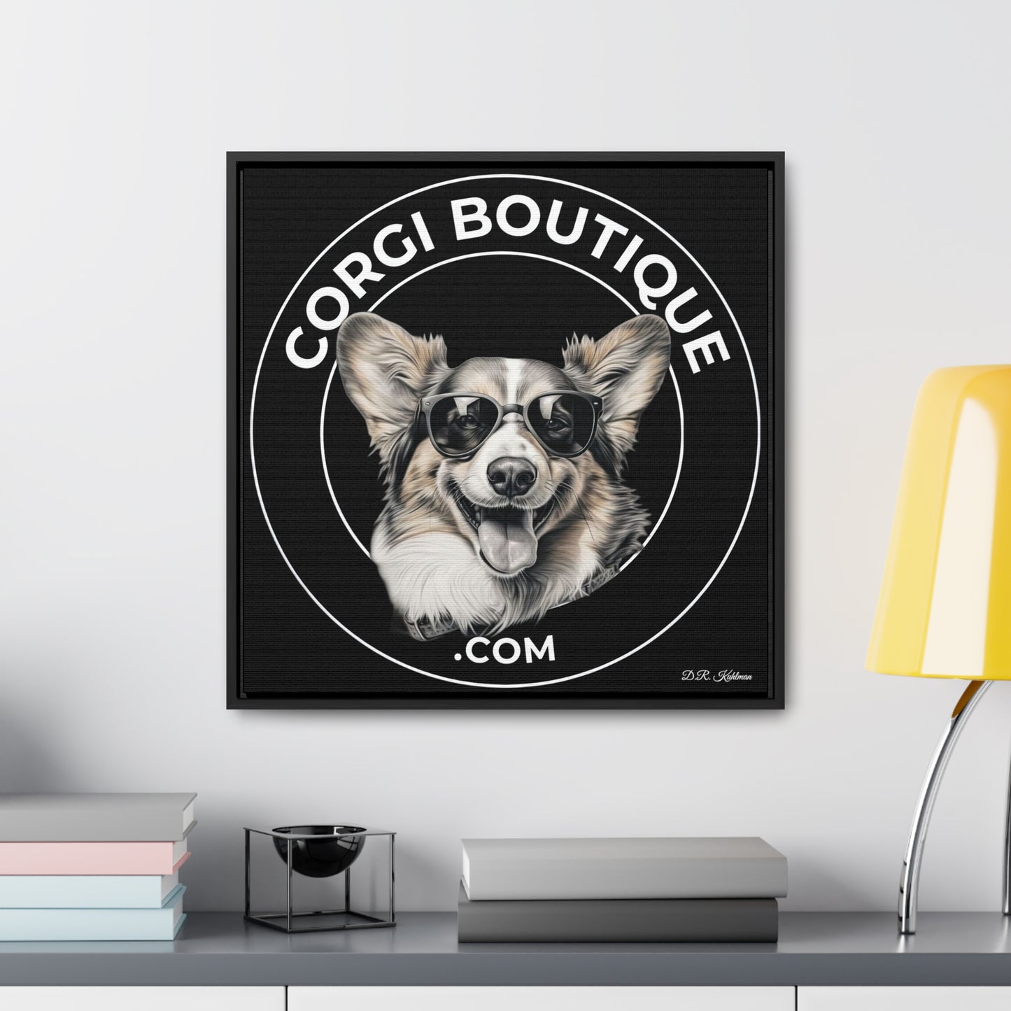 Corgi Boutique - Framed on Canvas