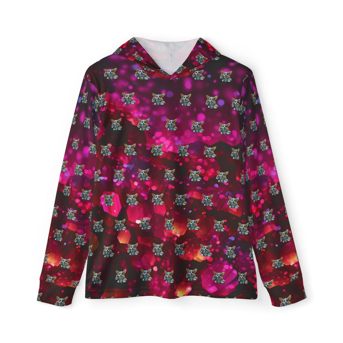 Baby Corgi Star Warrior Light Hoodie - Black Red & Purple Galaxy Glitter Pullover