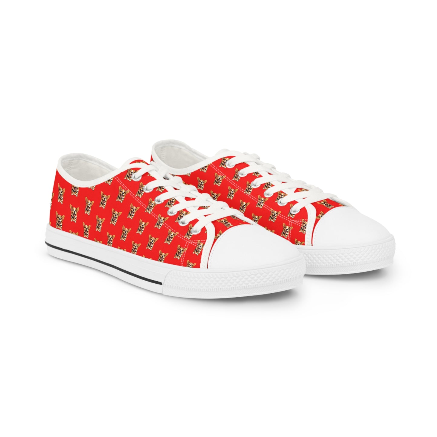 Puppy Love Red Smiling Corgi Pattern Men's Low Top Casual Canvas Sneakers