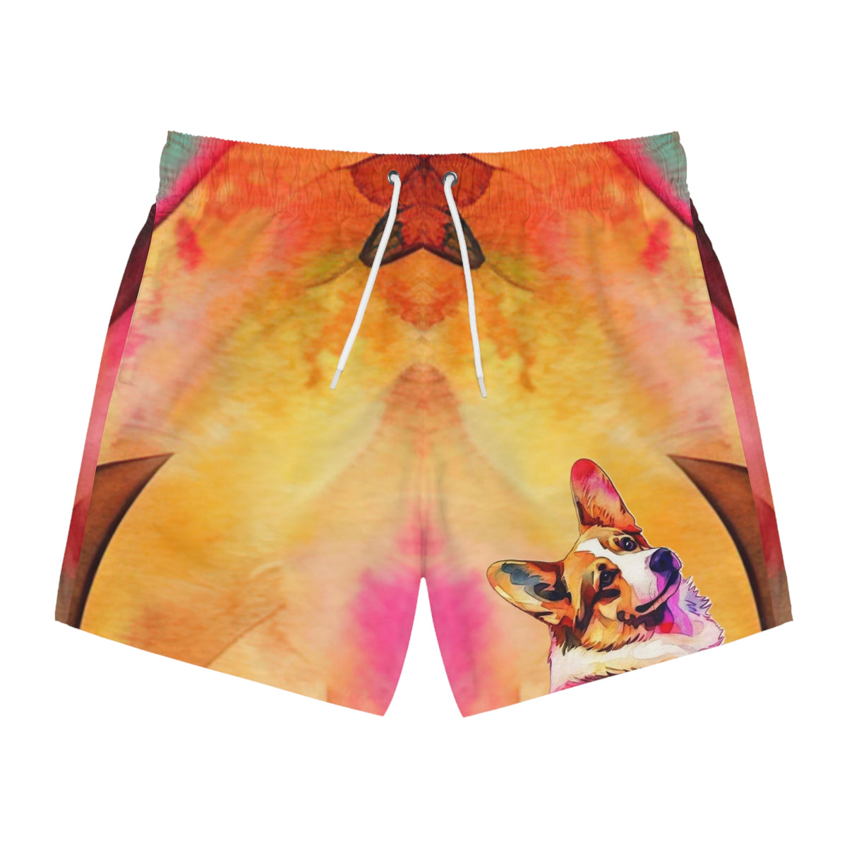 Motley Corgi Swim Trunks - Watercolor Corgi Swimsuit