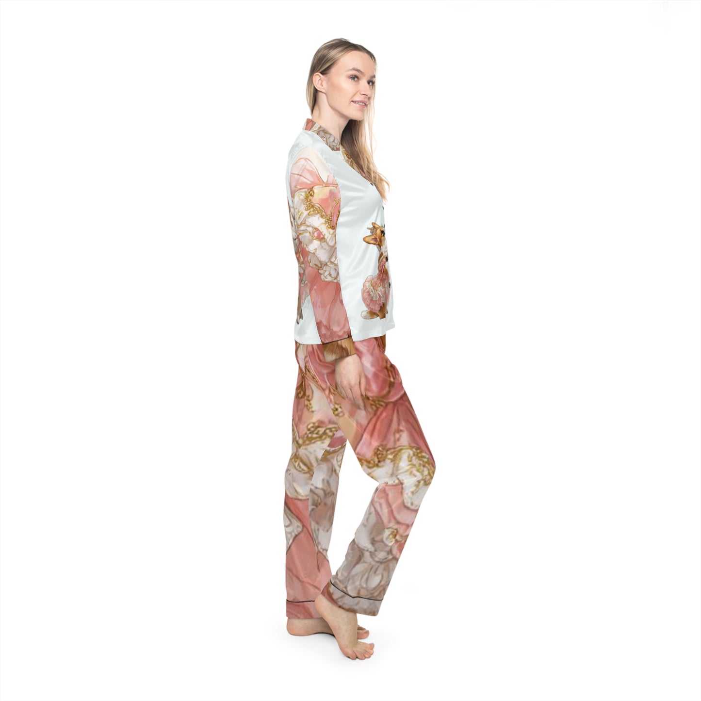 Pyjama en soie Princesse Corgi