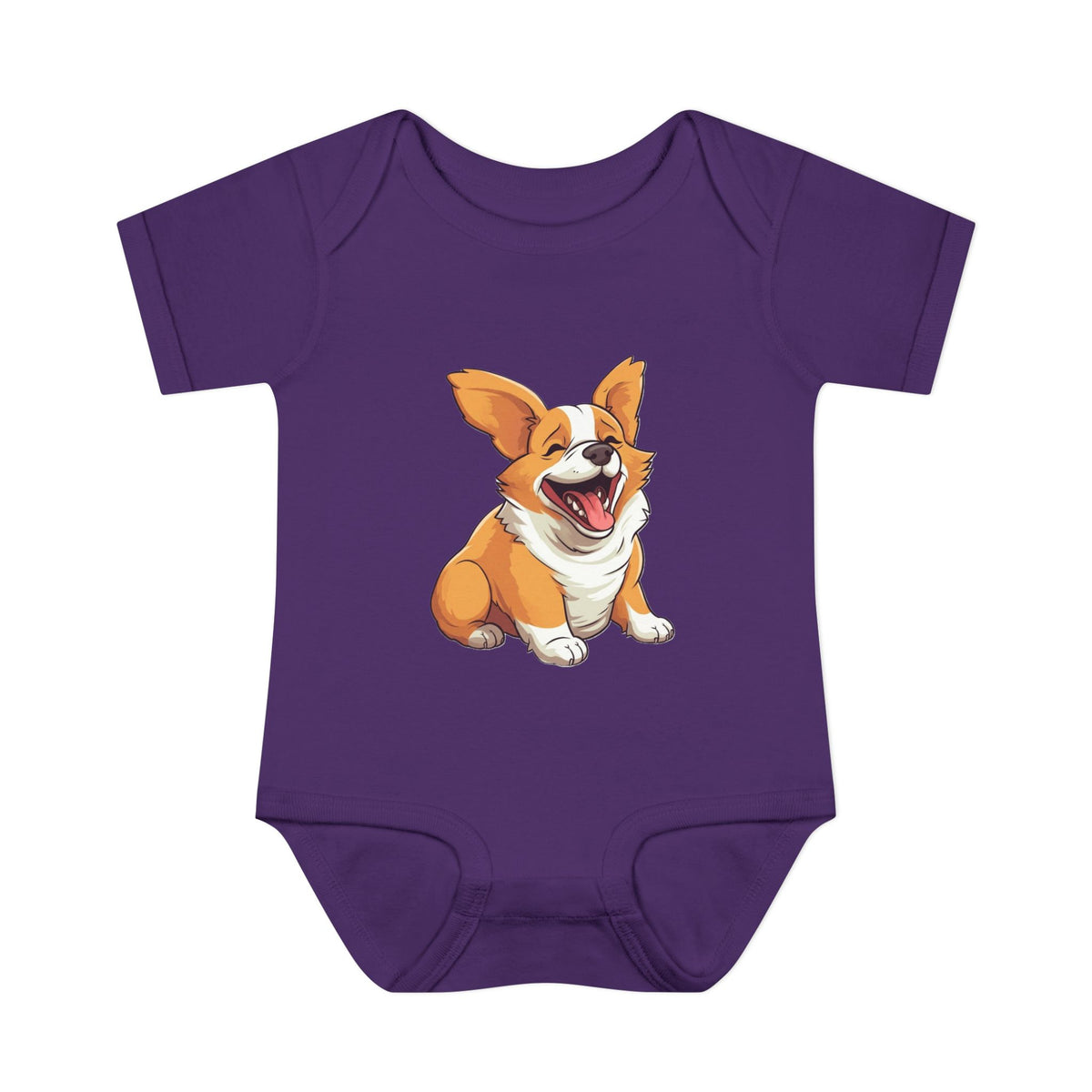 Jolly Jiggling Animated Corgi Purple Infant Bodysuit