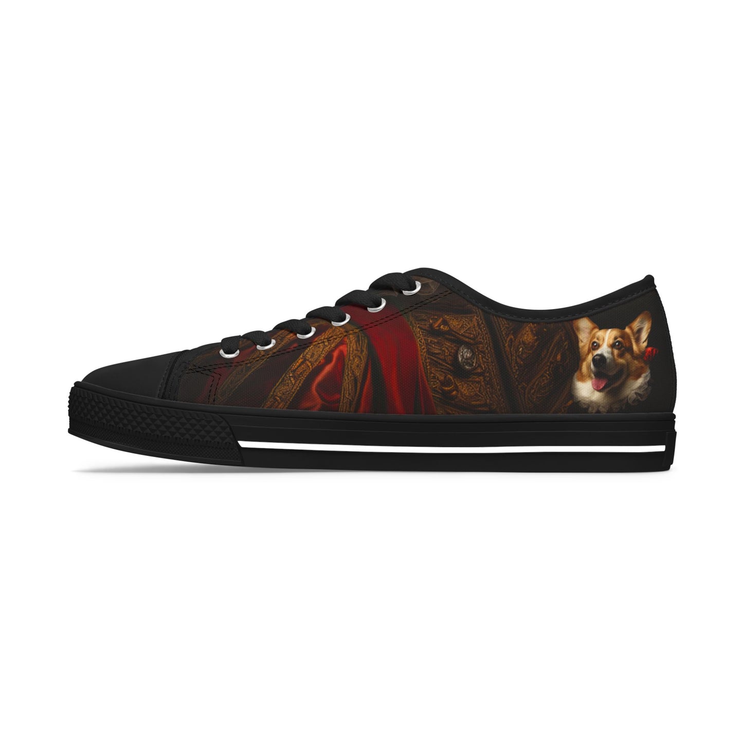 Renaissance Corgi Artistic Gothic Red Cloak Women's Low Top Casual Canvas Sneakers