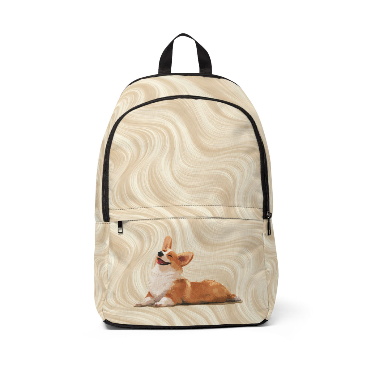 Giddy Sploot Backpack — Creamy Champagne Corgi Rucksack