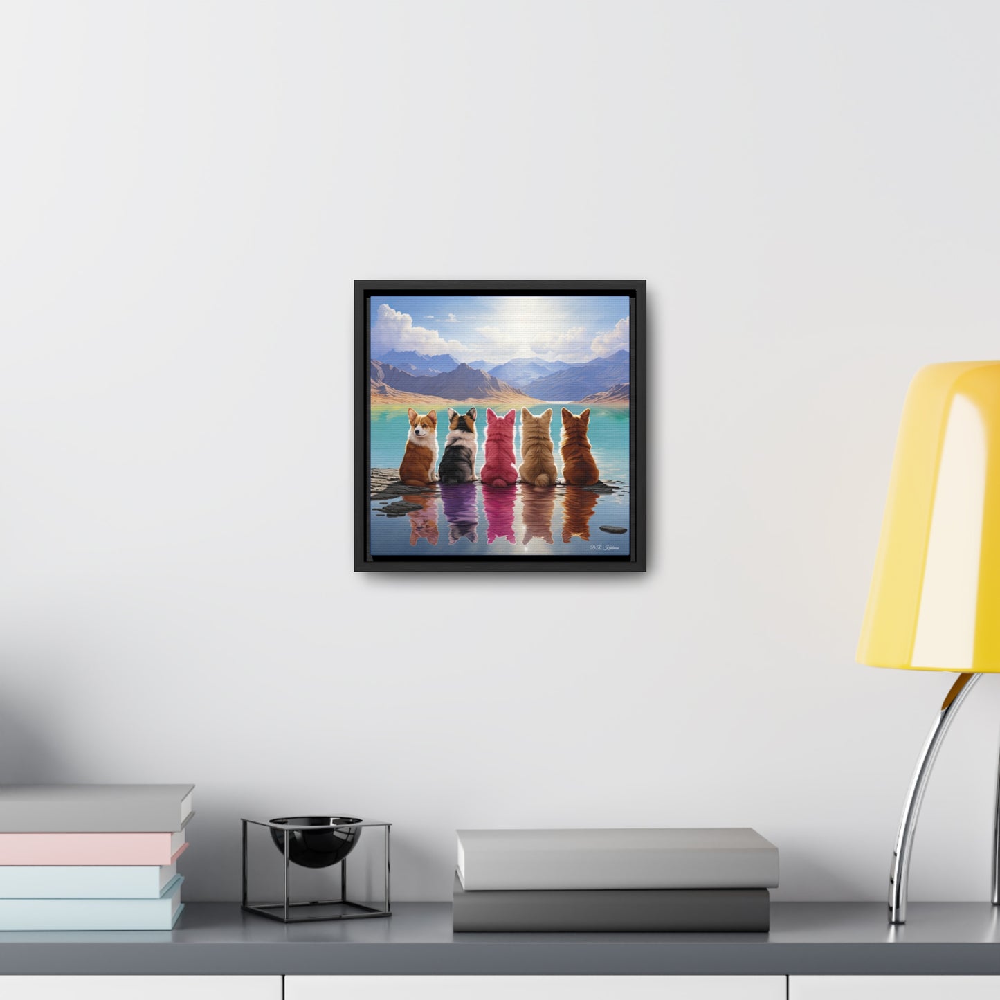 Corgi Lake - Framed on Canvas