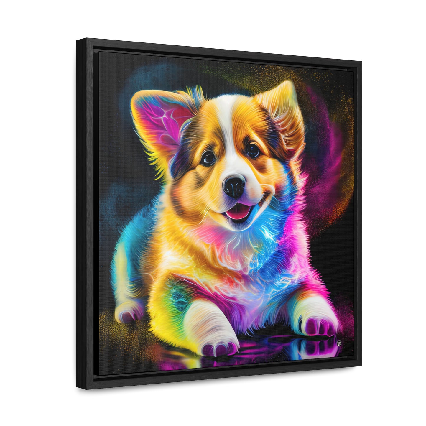 Colorful Corgi - Framed on Canvas