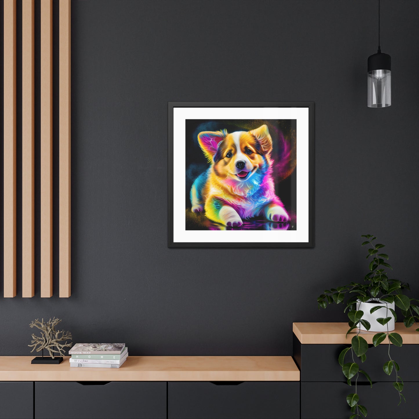 Colorful Corgi Framed Print