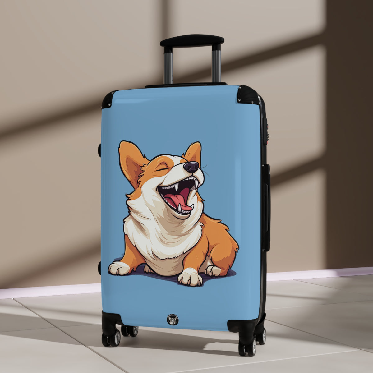 Comical Corgi All Smiles Suitcases - Fun & Funny Blue Luggage