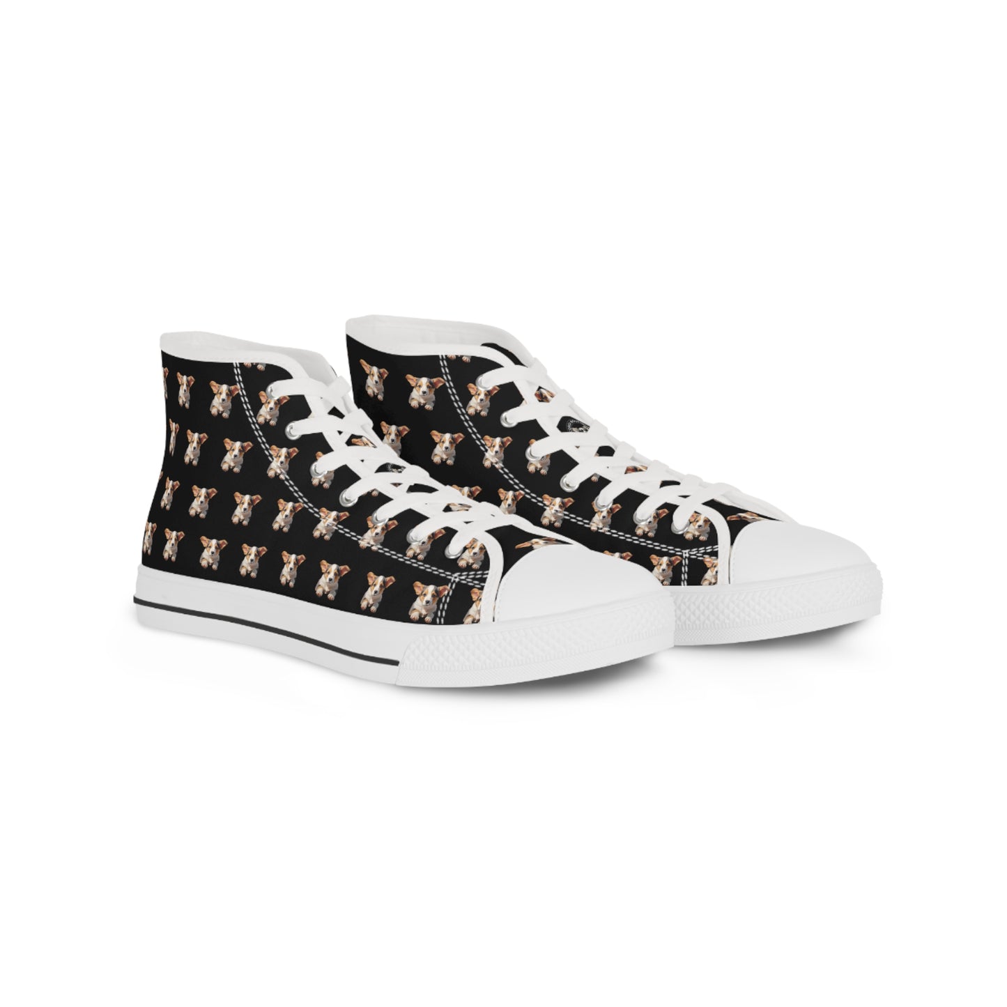 Puppy Corgi Portrait Mosaic Men's High Top Casual Black Canvas Sneakers