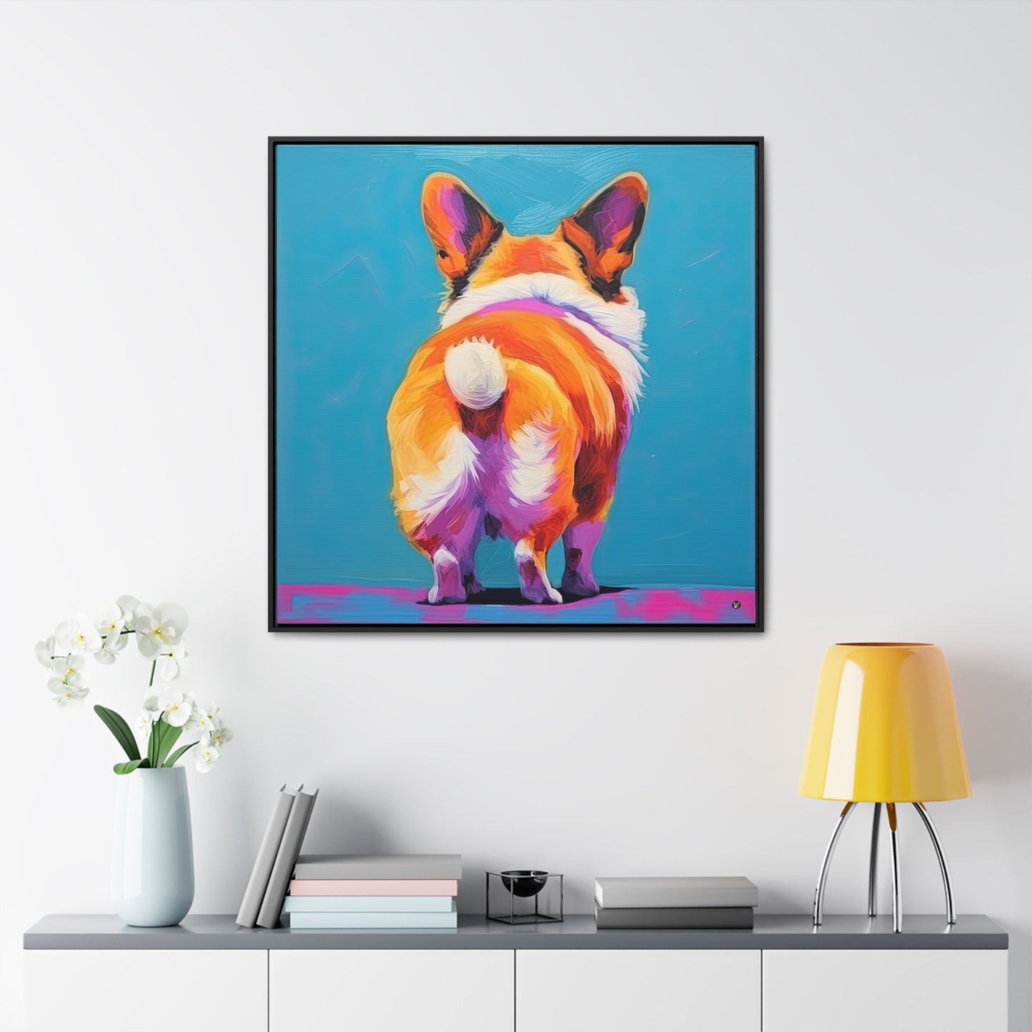 Corgi Butt - Framed on Canvas