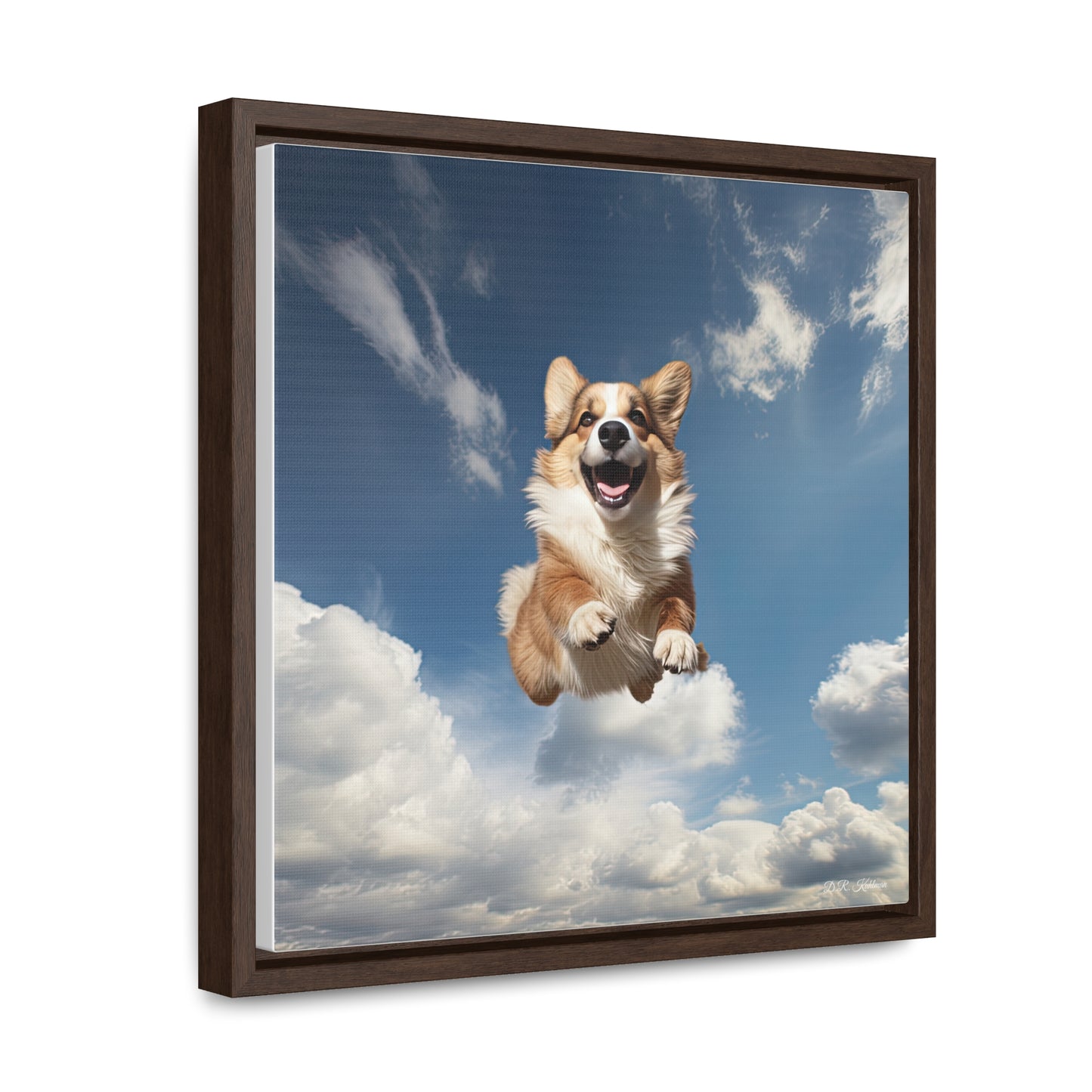 Flying Corgi - Framed on Canvas