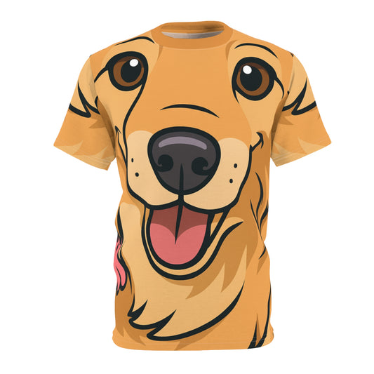 Vivacious Effervescence Unisex Bold Designer Tee — Golden Glow Corgi Full Face Fresco