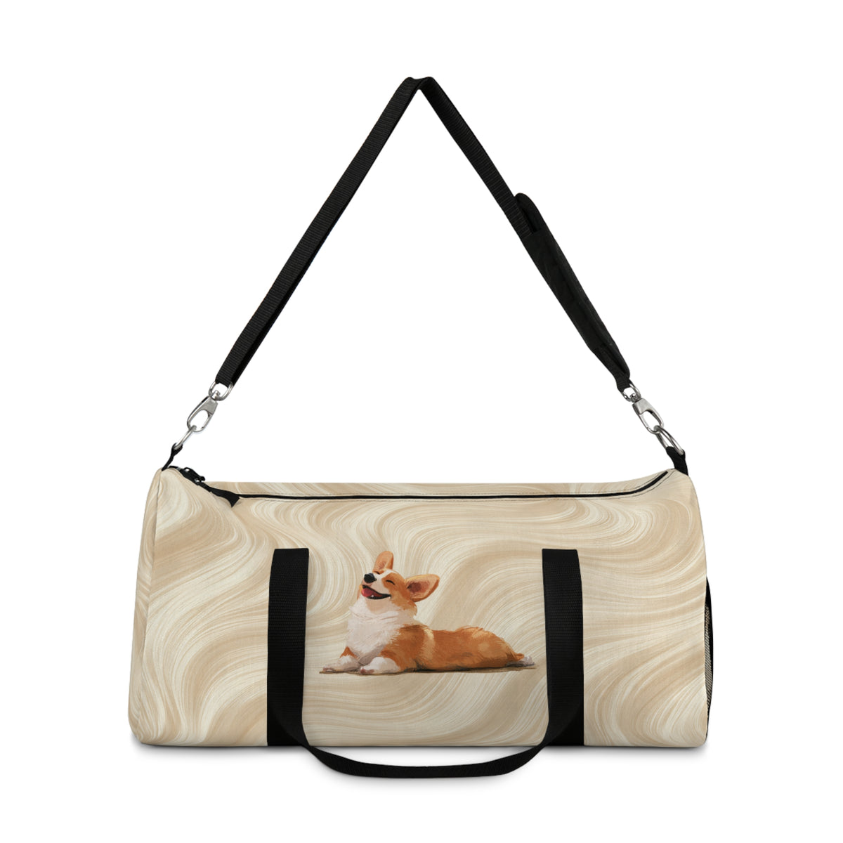 Giddy Sploot Duffel Bag - Creamy Champagne Corgi Travel Gym Bag