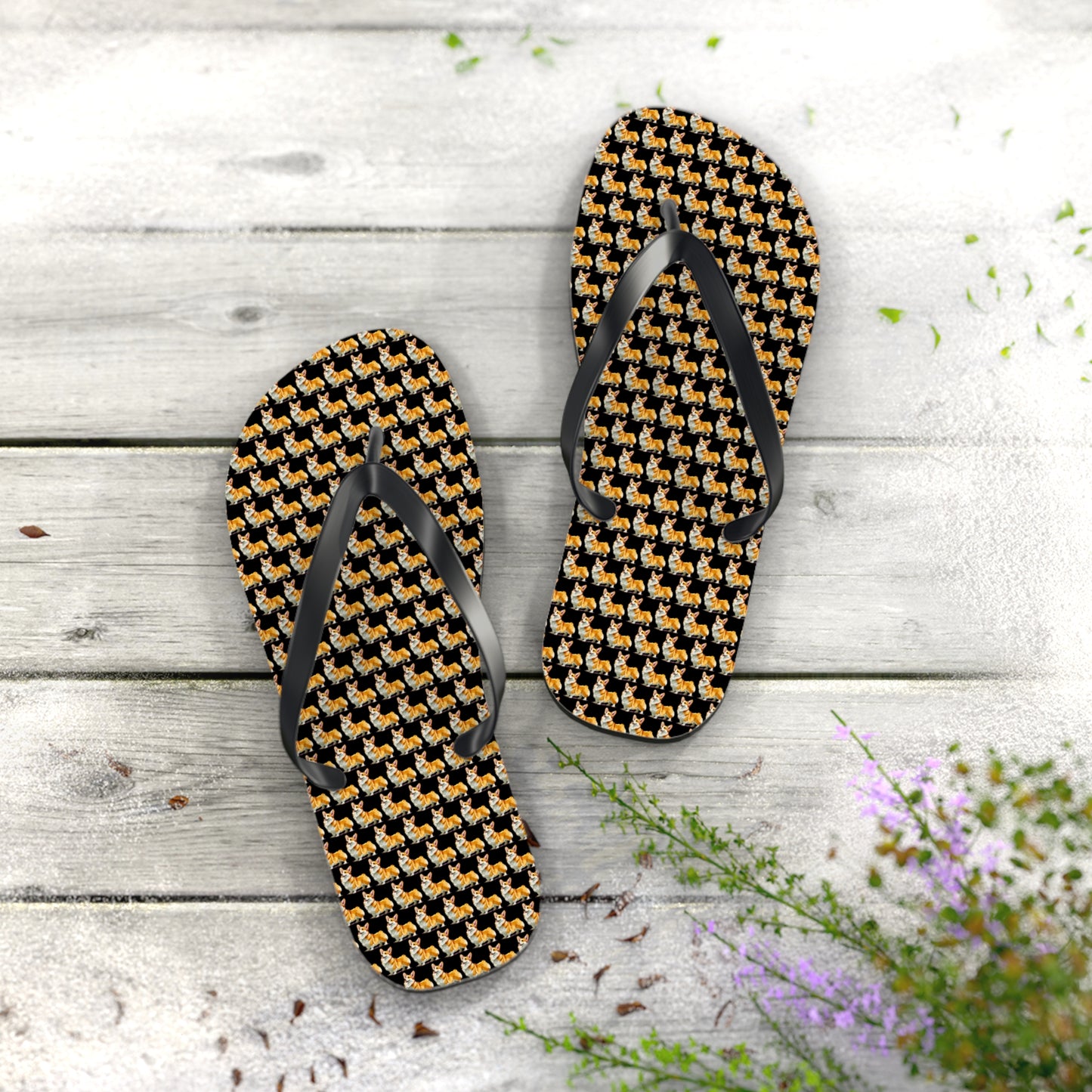 Corgi Mosaic Flip-Flops