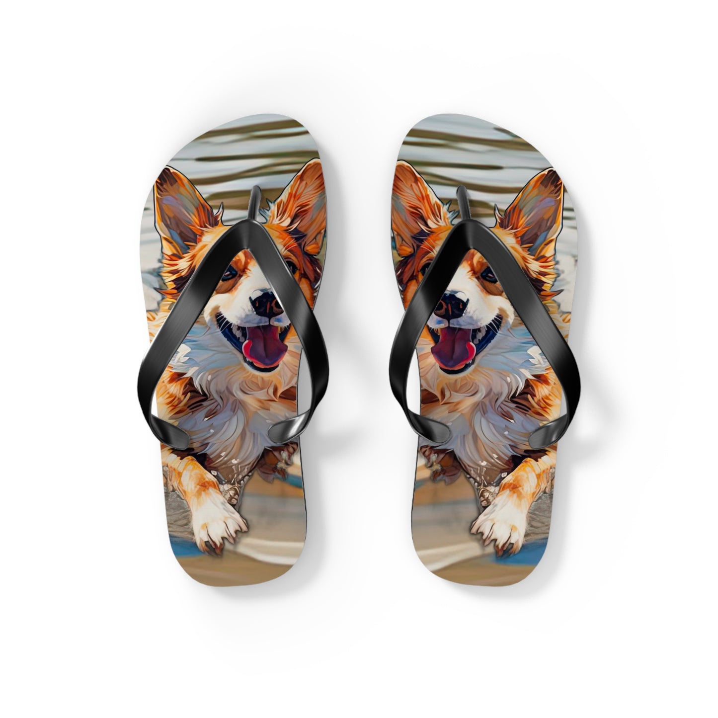Coastal Corgi Flip-Flops